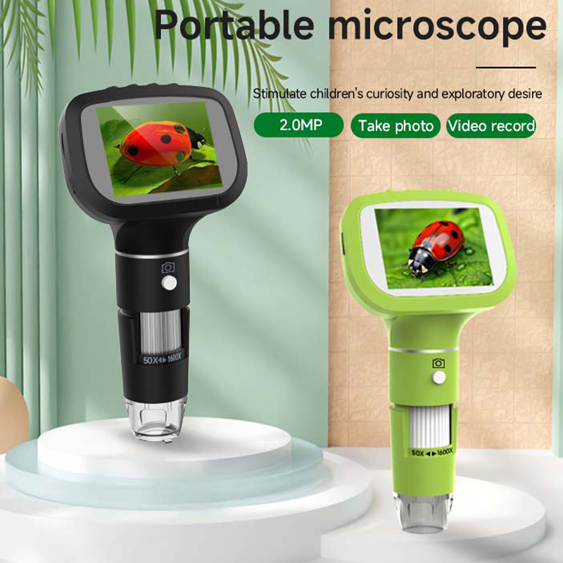 Kids Outdoor Microscope - 2.4 Inch Mini Microscope 1600X Handheld
