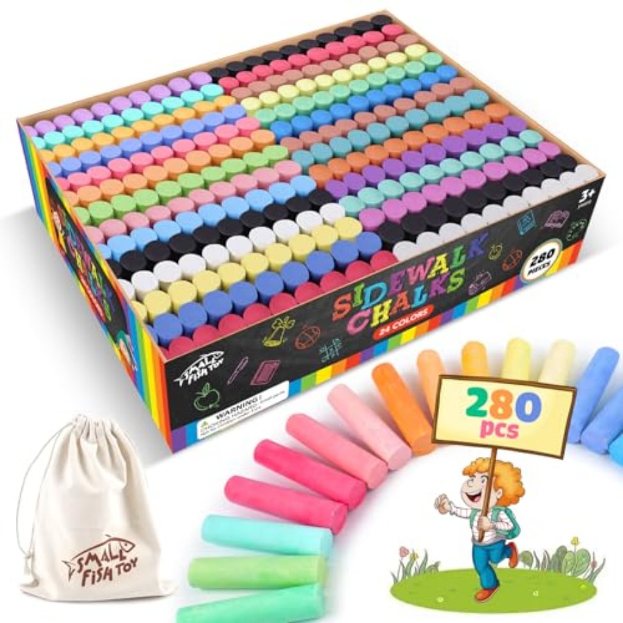Chalk Outdoor Jumbo - 280PCS Sidewalk Chalks in 24 Colors: