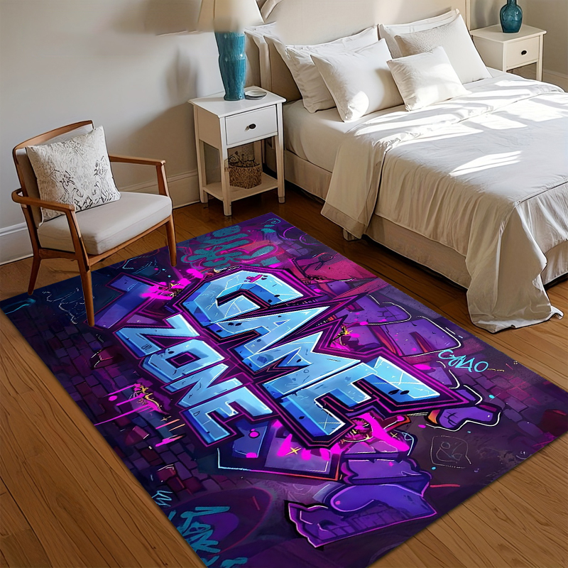 Kids Outdoor Zone - Graffiti Game Zone Area Rug Non
