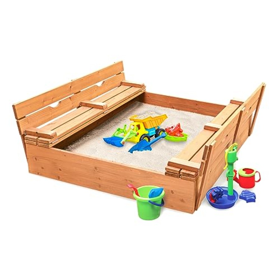 Kids Outdoor Bench - Outdoor wooden sandbox with lid and
