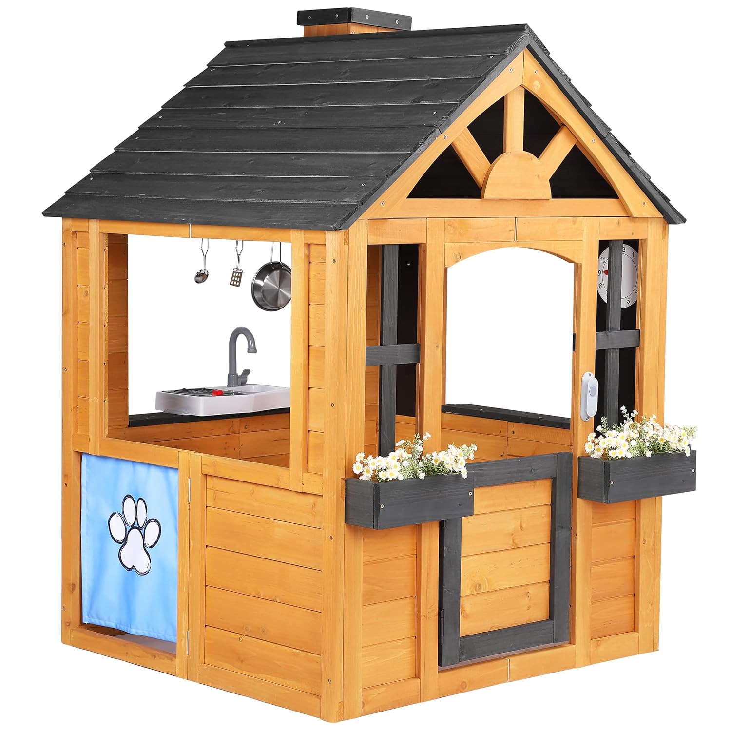 Kids Outdoor Sink - Cedar Wooden Kids Outdoor Playhouse with