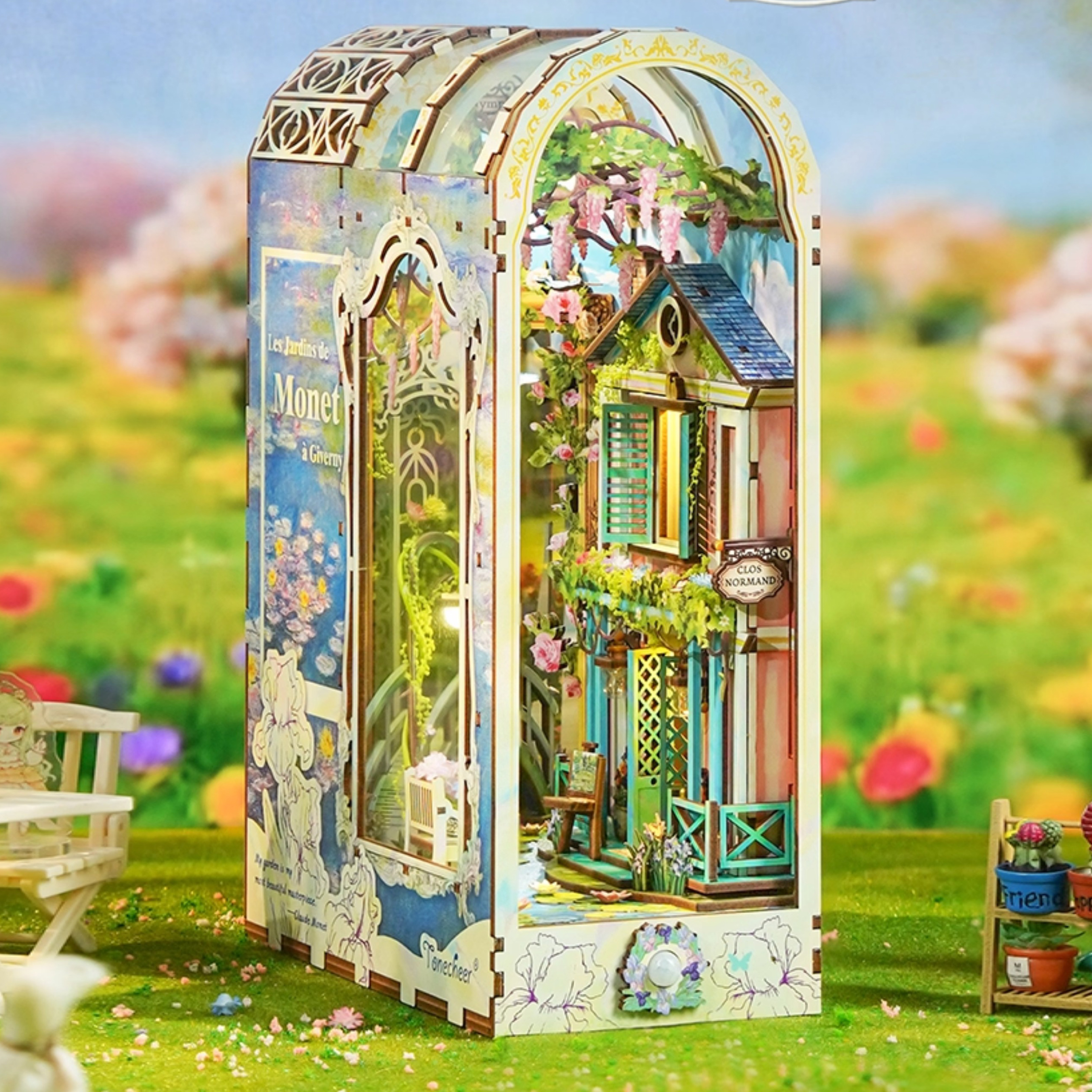 Kids Outdoor Wooden Playhouse - Monet Garden Assembly Induction Bookend French