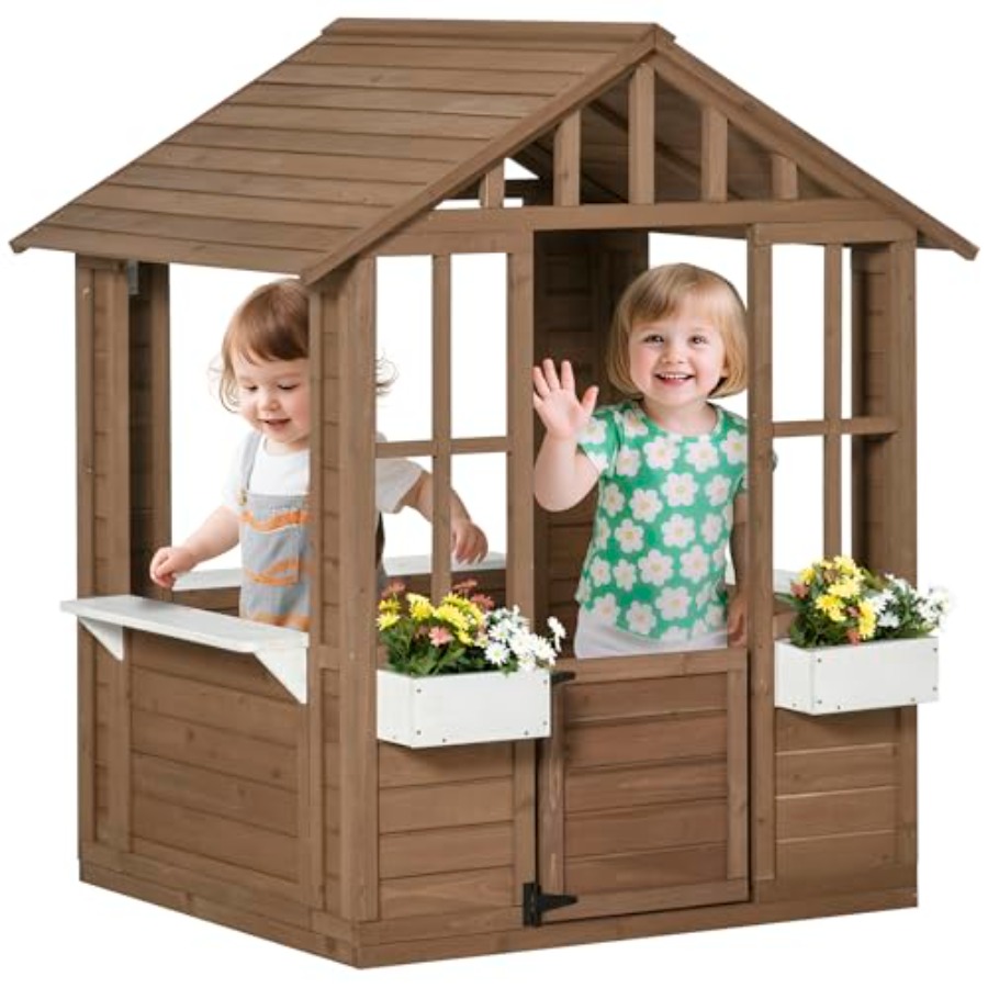 Kids Outdoor Wooden Playhouse - Outdoor garden playhouse for kids, made