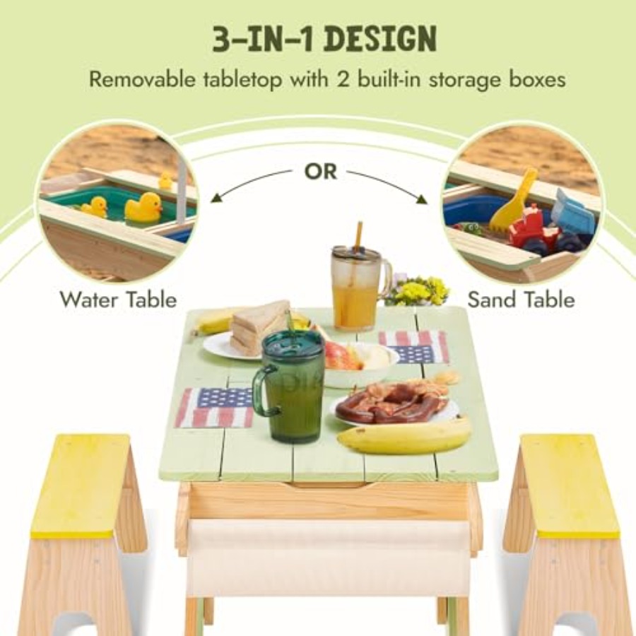 Indoor outdoor 3-in-1 kids pic - Kids Outdoor Table With Umbrella avaliação e preço