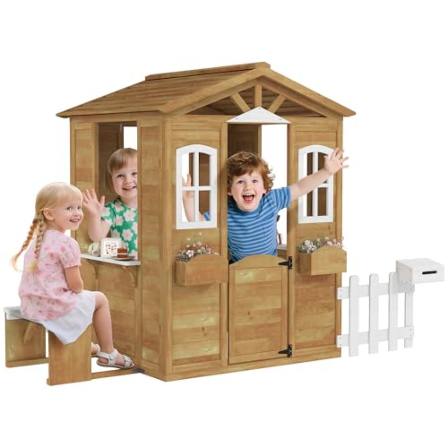 Outdoor playhouse for kids age - Kids Outdoor Wooden Playhouse avaliação e preço