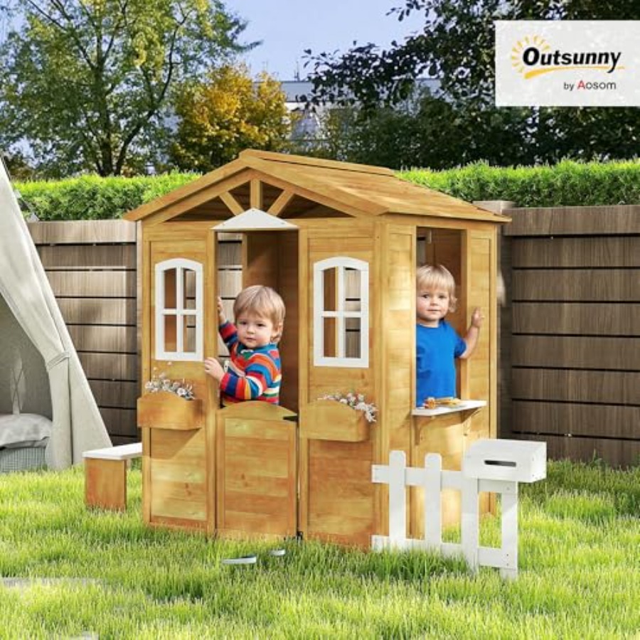 Outdoor playhouse for kids age - Kids Outdoor Wooden Playhouse avaliação e preço