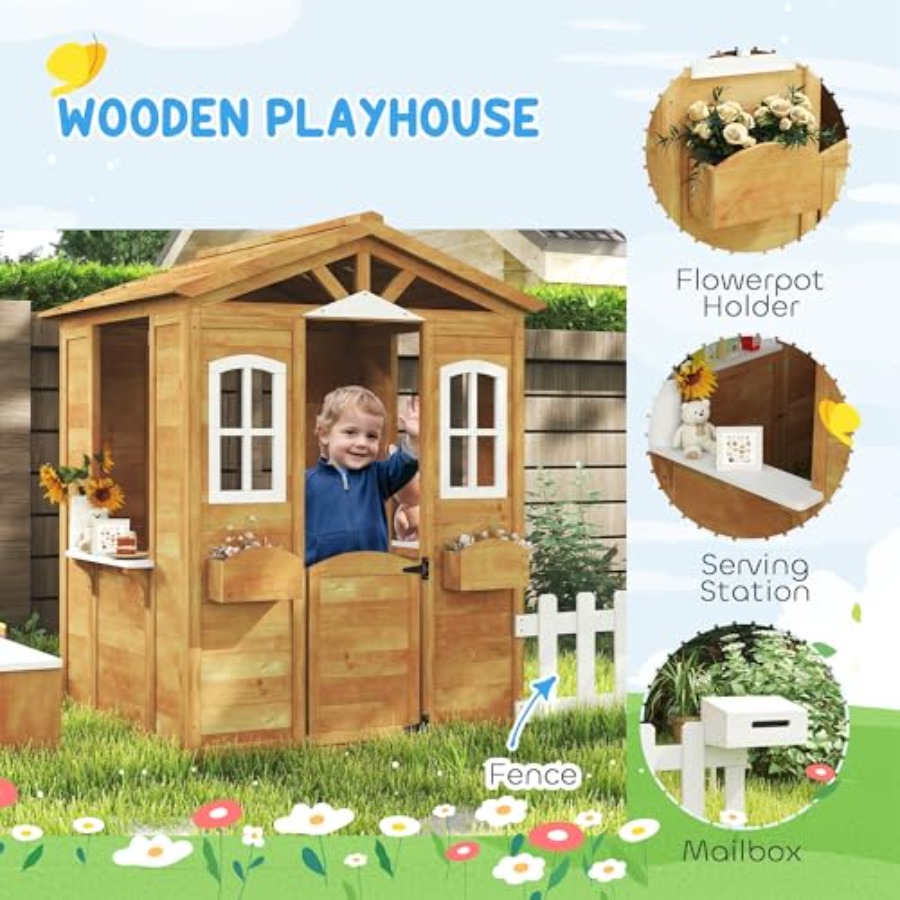 Outdoor playhouse for kids age - Kids Outdoor Wooden Playhouse avaliação e preço