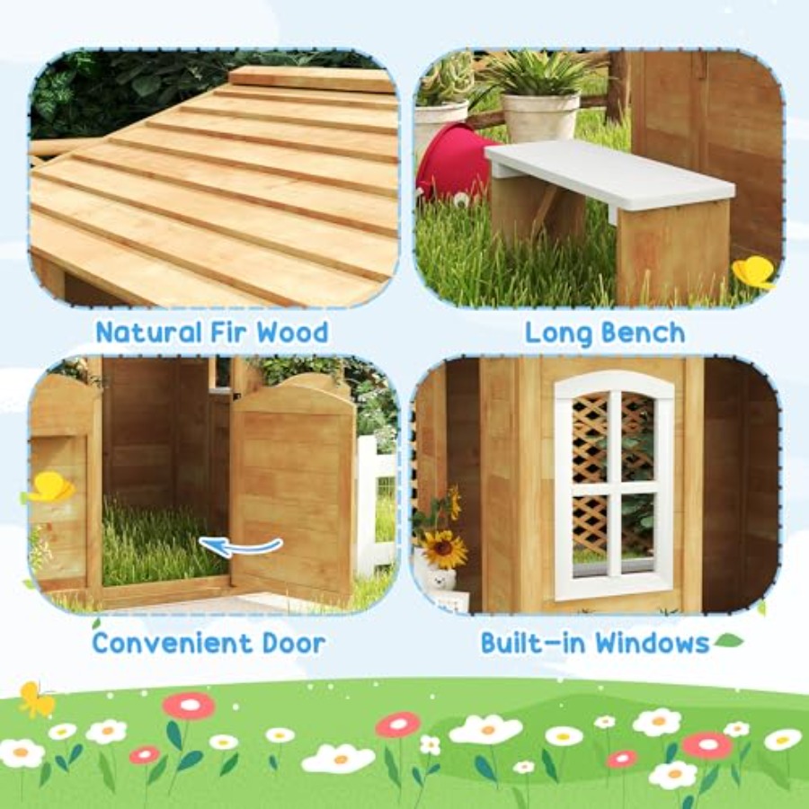 Outdoor playhouse for kids age - Kids Outdoor Wooden Playhouse avaliação e preço