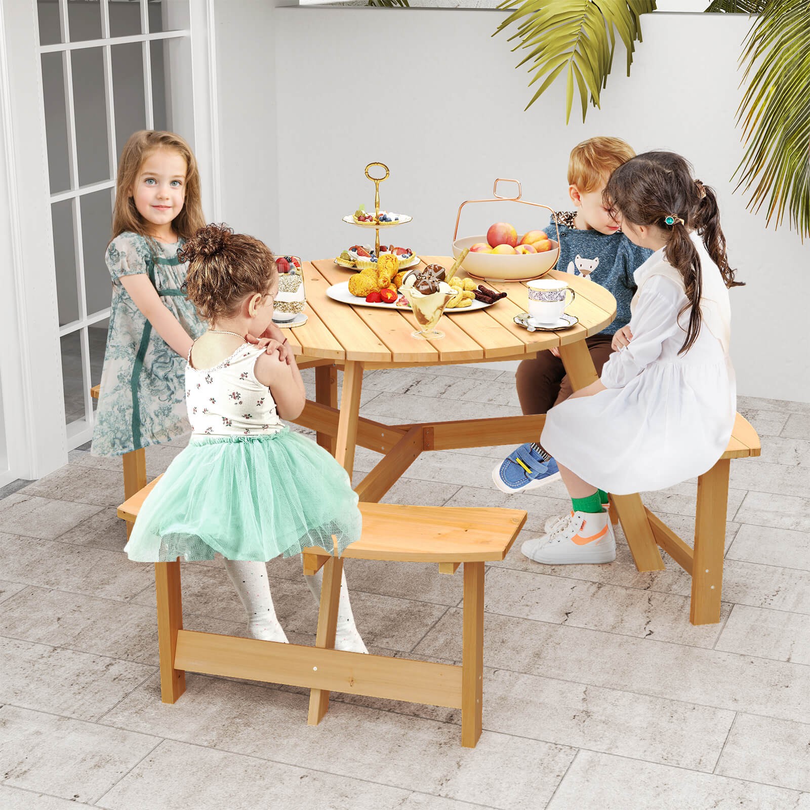 Kids Outdoor Wooden Picnic Tab - Kids Outdoor Bench avaliação e preço