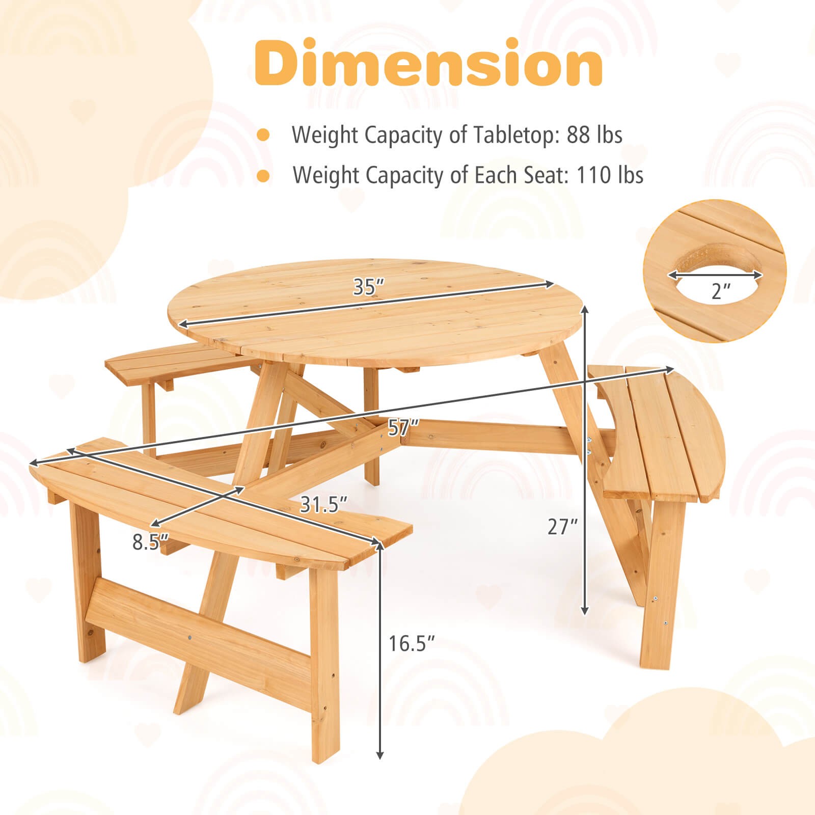 Kids Outdoor Wooden Picnic Tab - Kids Outdoor Bench avaliação e preço