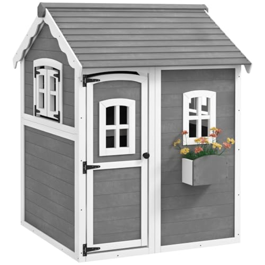 Outdoor wooden playhouse for k - Kids Outdoor Wooden Playhouse avaliação e preço