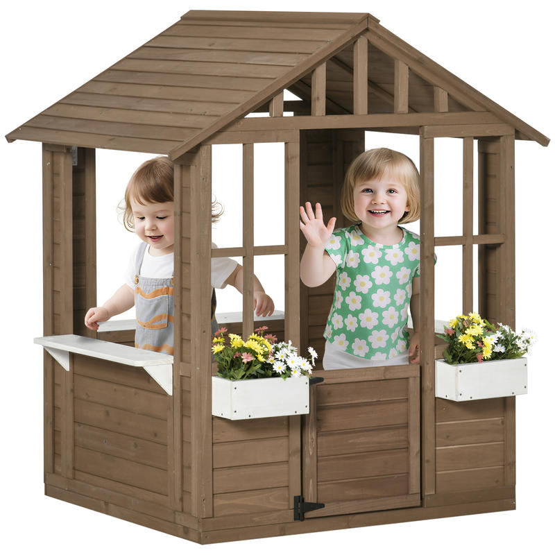 Outsunny Kids Wooden Playhouse - Kids Outdoor Wooden Playhouse avaliação e preço