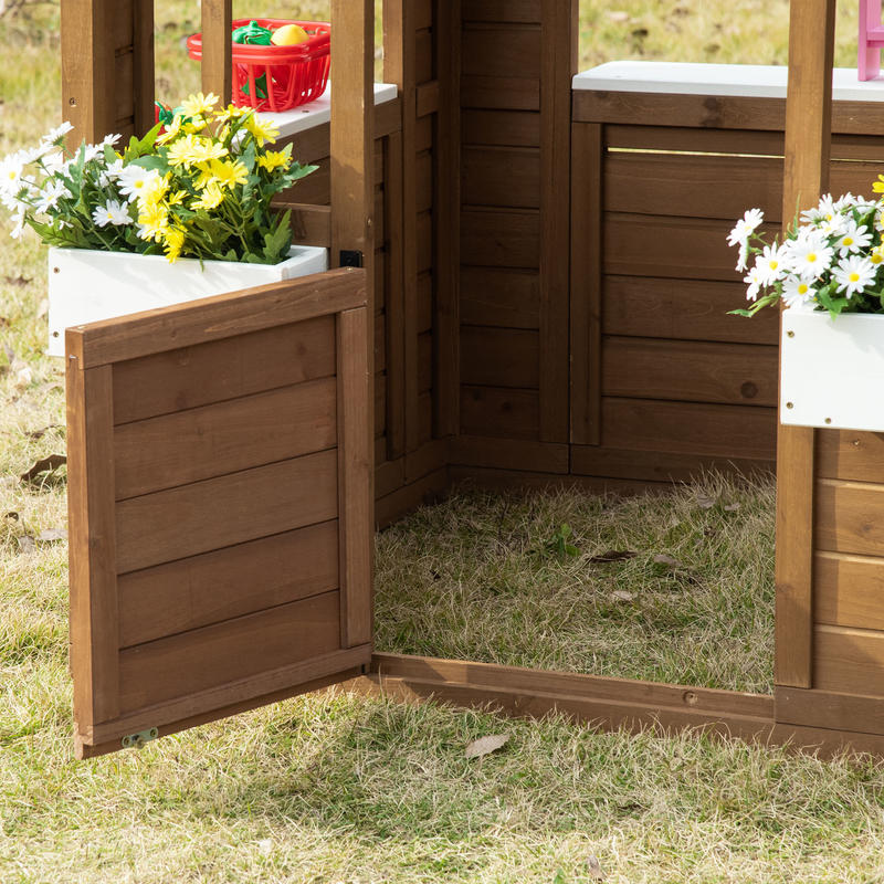 Outsunny Kids Wooden Playhouse - Kids Outdoor Wooden Playhouse avaliação e preço