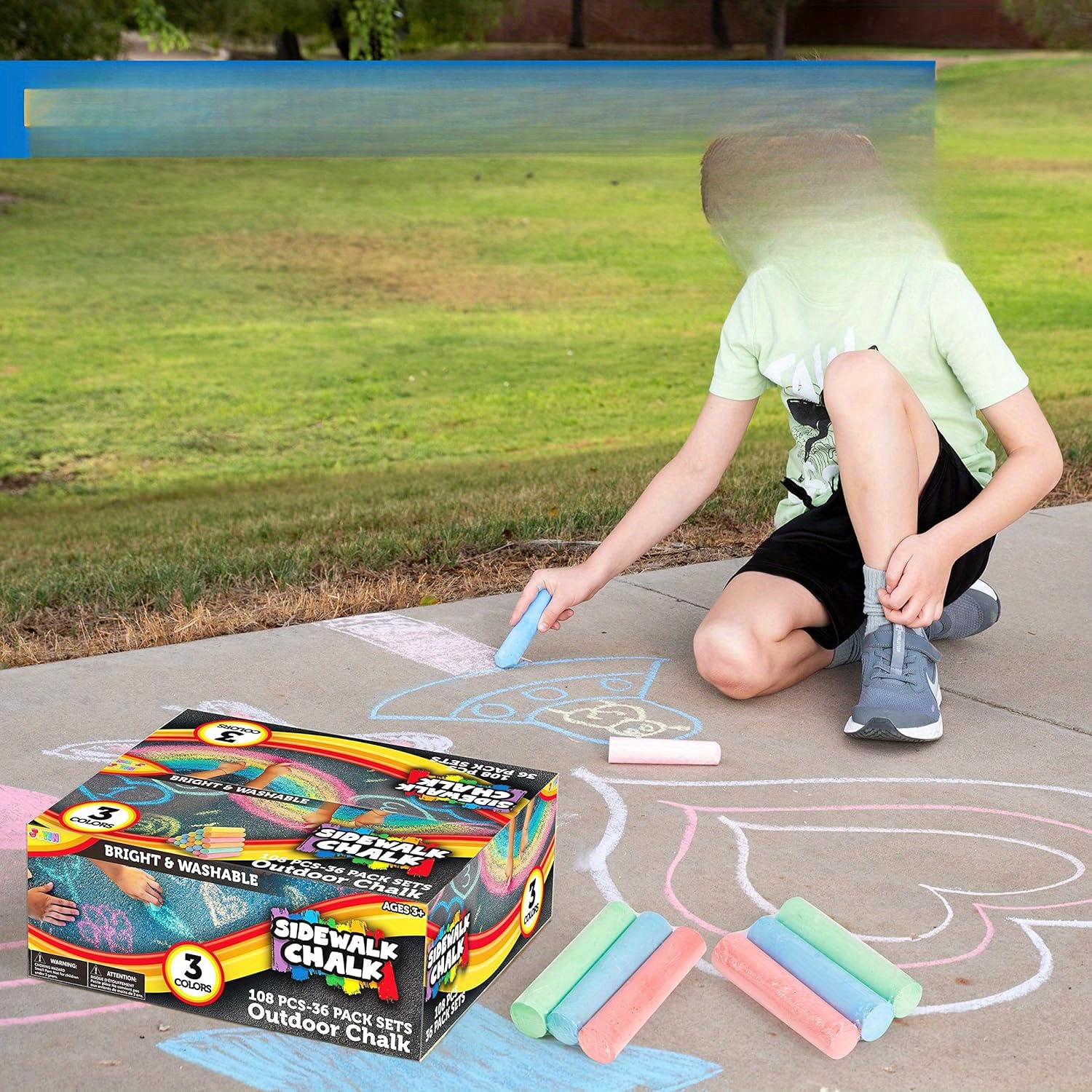 108 PCS Sidewalk Chalk Set in  - Chalk Outdoor Jumbo avaliação e preço
