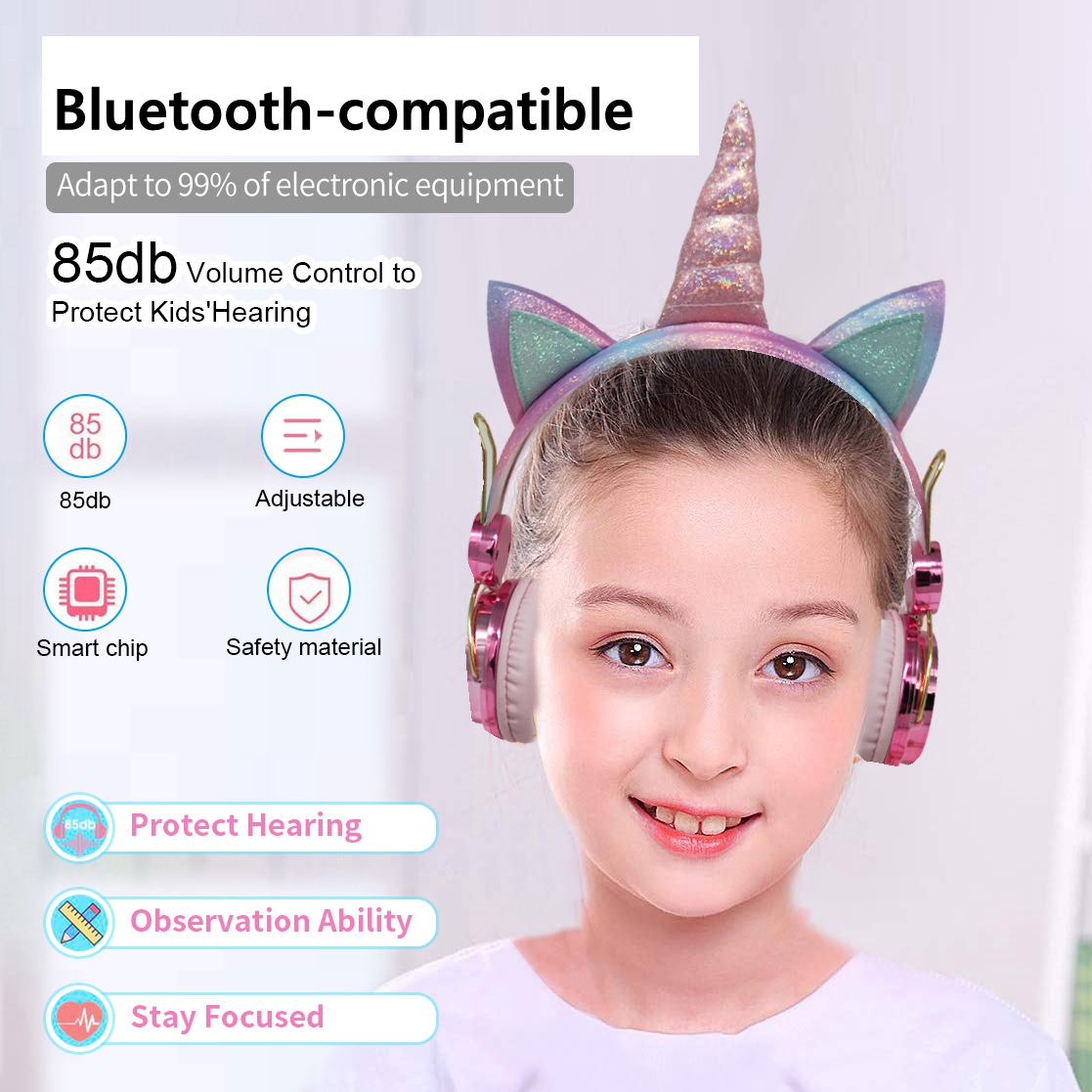 Cute Unicorn Wireless Earphone - Kids Outdoor Music avaliação e preço