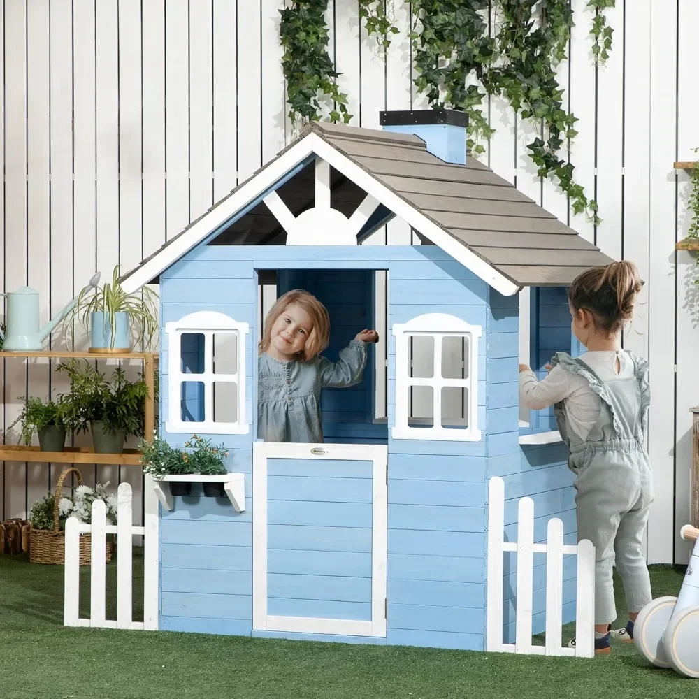 Playhouse For Kids Outdoor Cou - Kids Outdoor Wooden Playhouse avaliação e preço