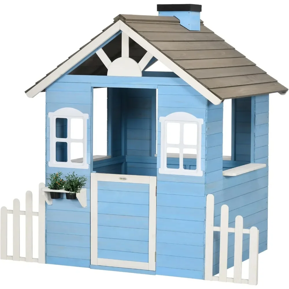 Playhouse For Kids Outdoor Cou - Kids Outdoor Wooden Playhouse avaliação e preço