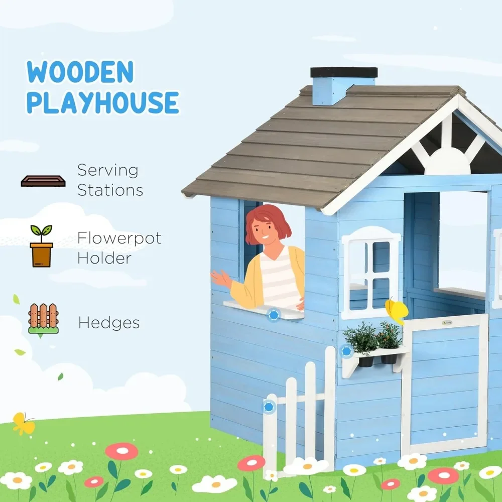 Playhouse For Kids Outdoor Cou - Kids Outdoor Wooden Playhouse avaliação e preço