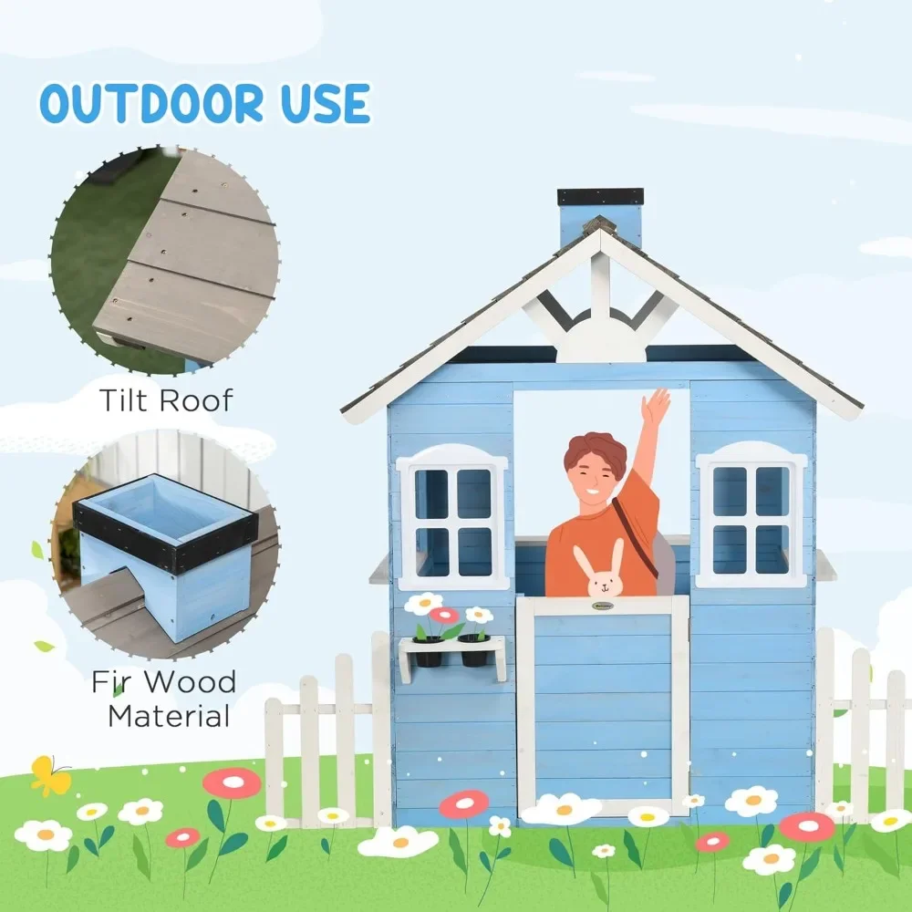 Playhouse For Kids Outdoor Cou - Kids Outdoor Wooden Playhouse avaliação e preço
