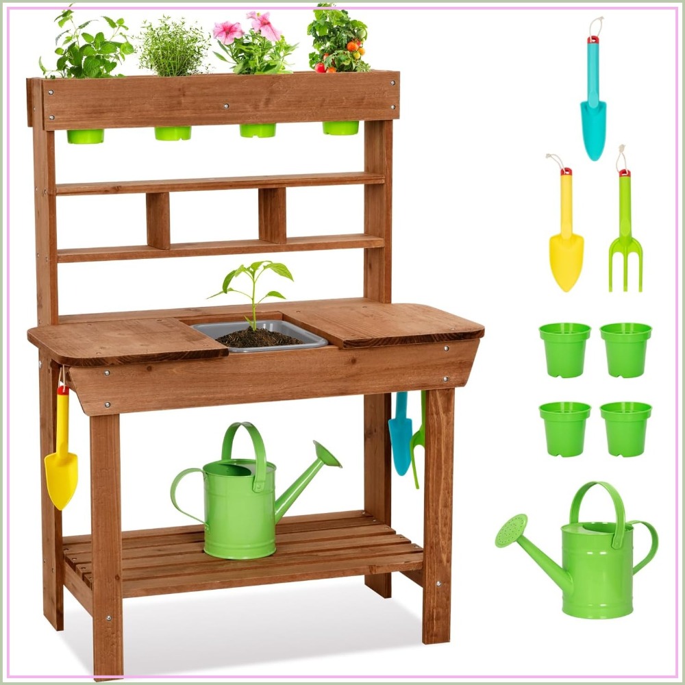Potting Bench with Removable S - Kids Outdoor Sink avaliação e preço