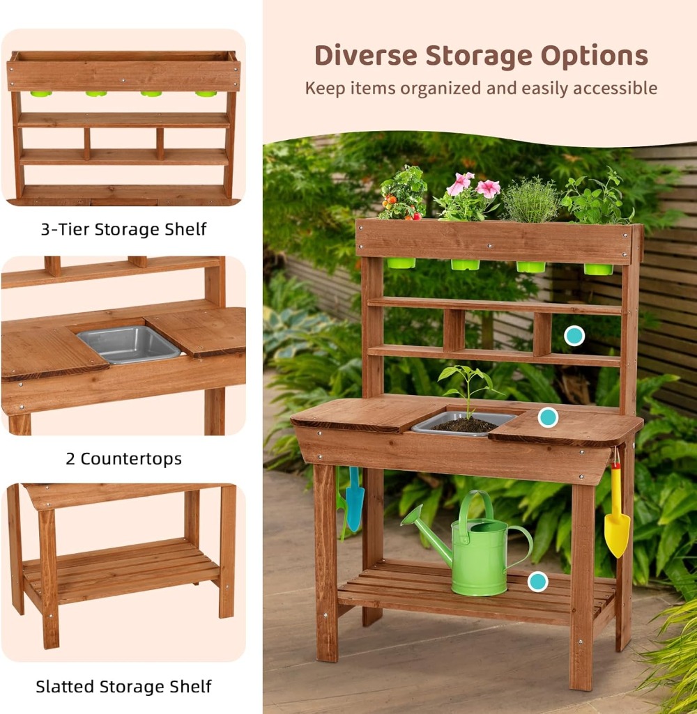 Potting Bench with Removable S - Kids Outdoor Sink avaliação e preço