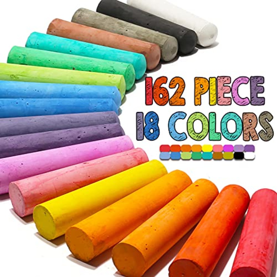 162 Pack 18 Colors Washable Si - Chalk Outdoor Jumbo avaliação e preço