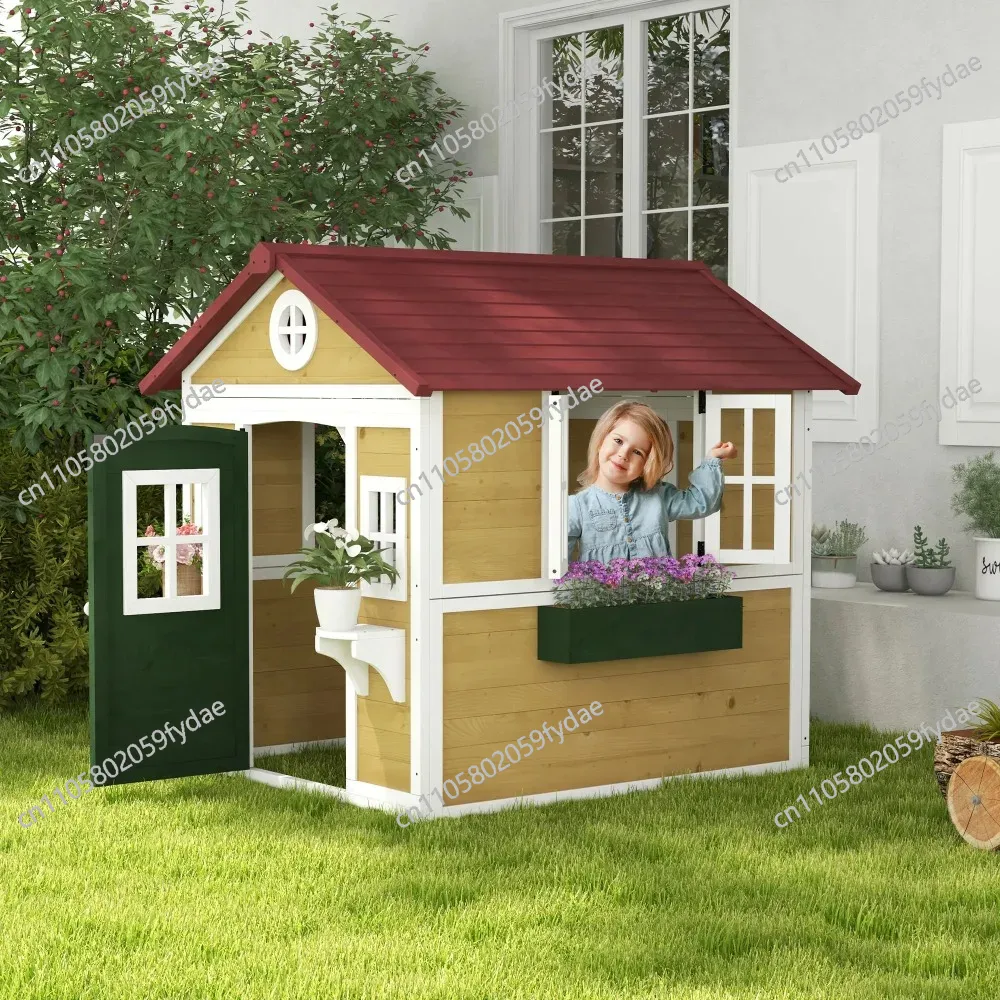 Outdoor Kids Playhouse, Wooden - Kids Outdoor Wooden Playhouse avaliação e preço