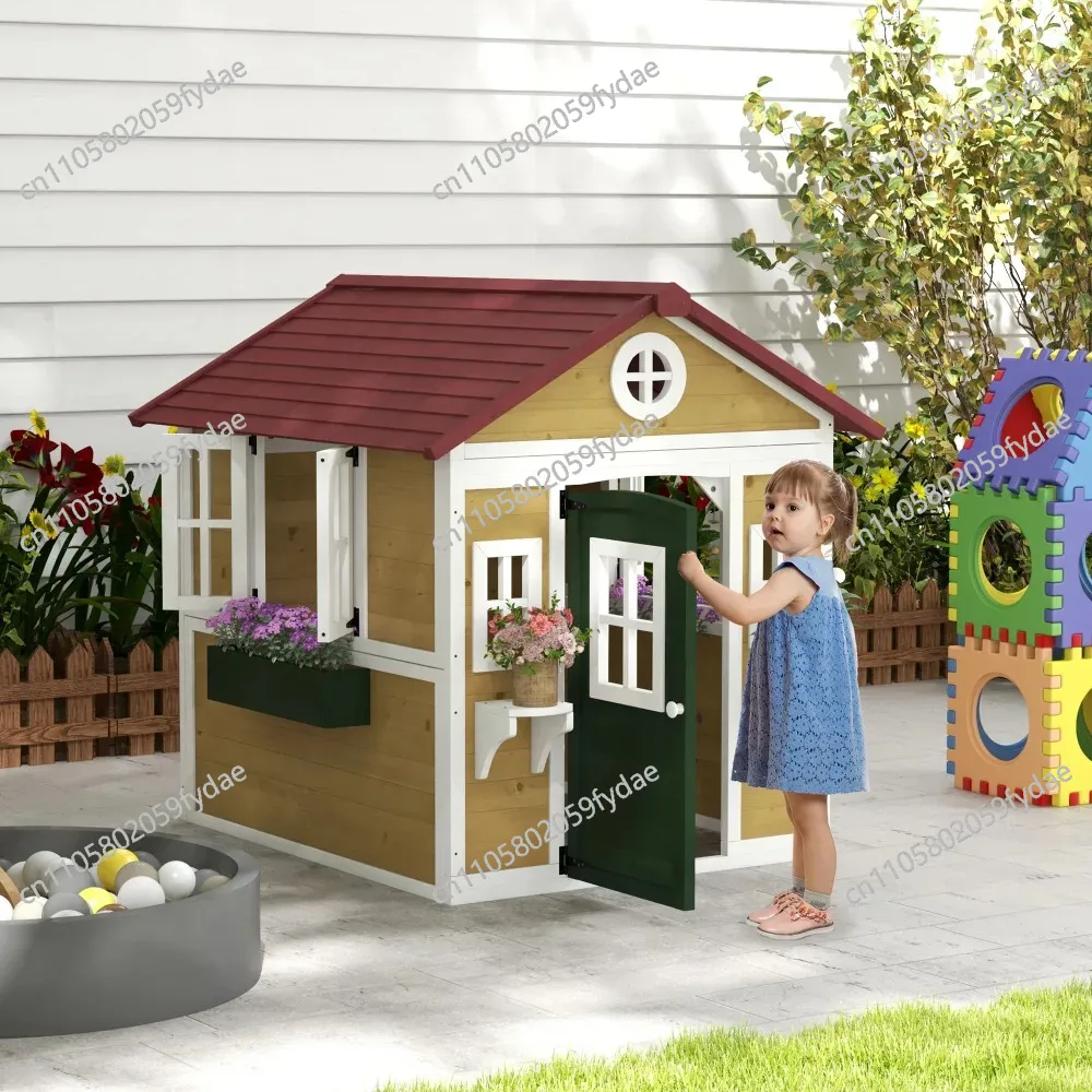 Outdoor Kids Playhouse, Wooden - Kids Outdoor Wooden Playhouse avaliação e preço