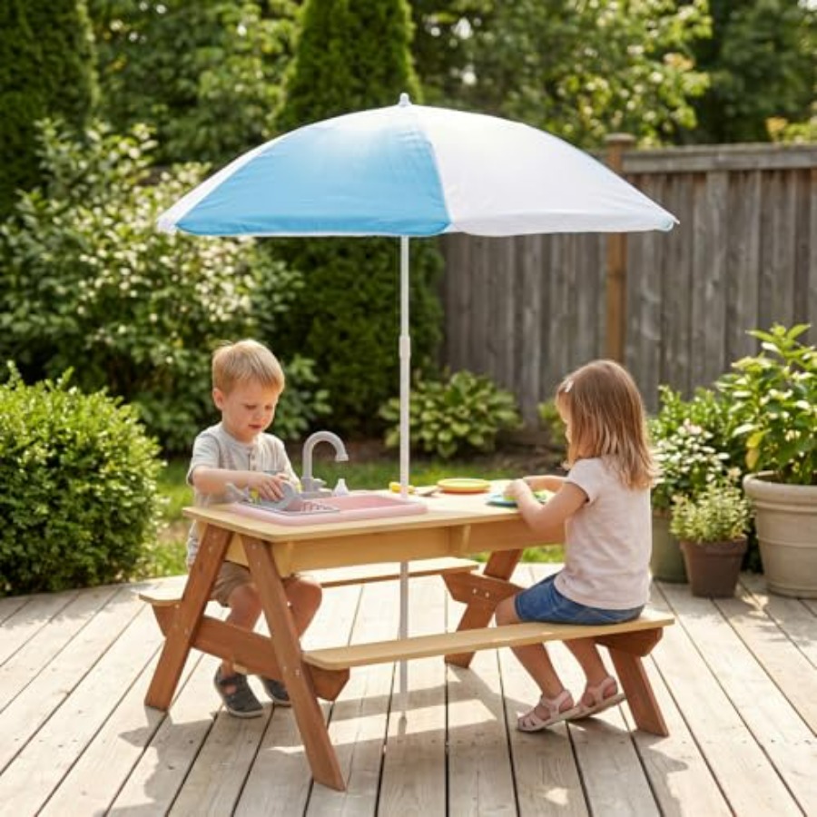 Outdoor kids picnic table with - Kids Outdoor Sink avaliação e preço