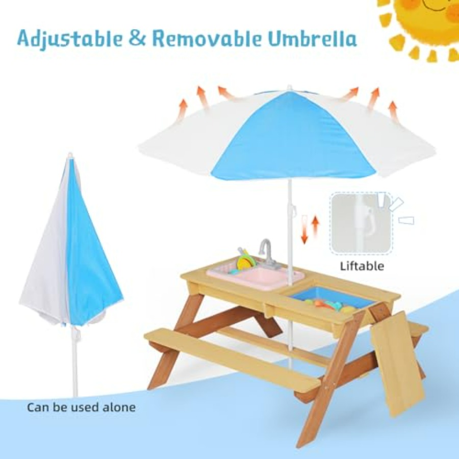 Outdoor kids picnic table with - Kids Outdoor Sink avaliação e preço