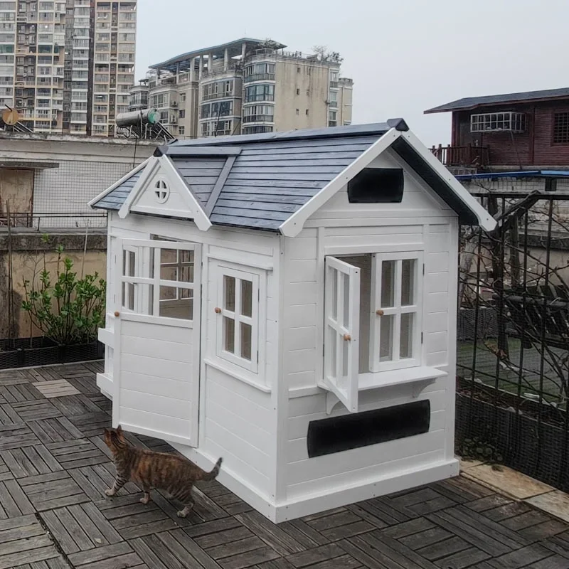 -Wood Kids Play House Wooden C - Kids Outdoor Wooden Playhouse avaliação e preço