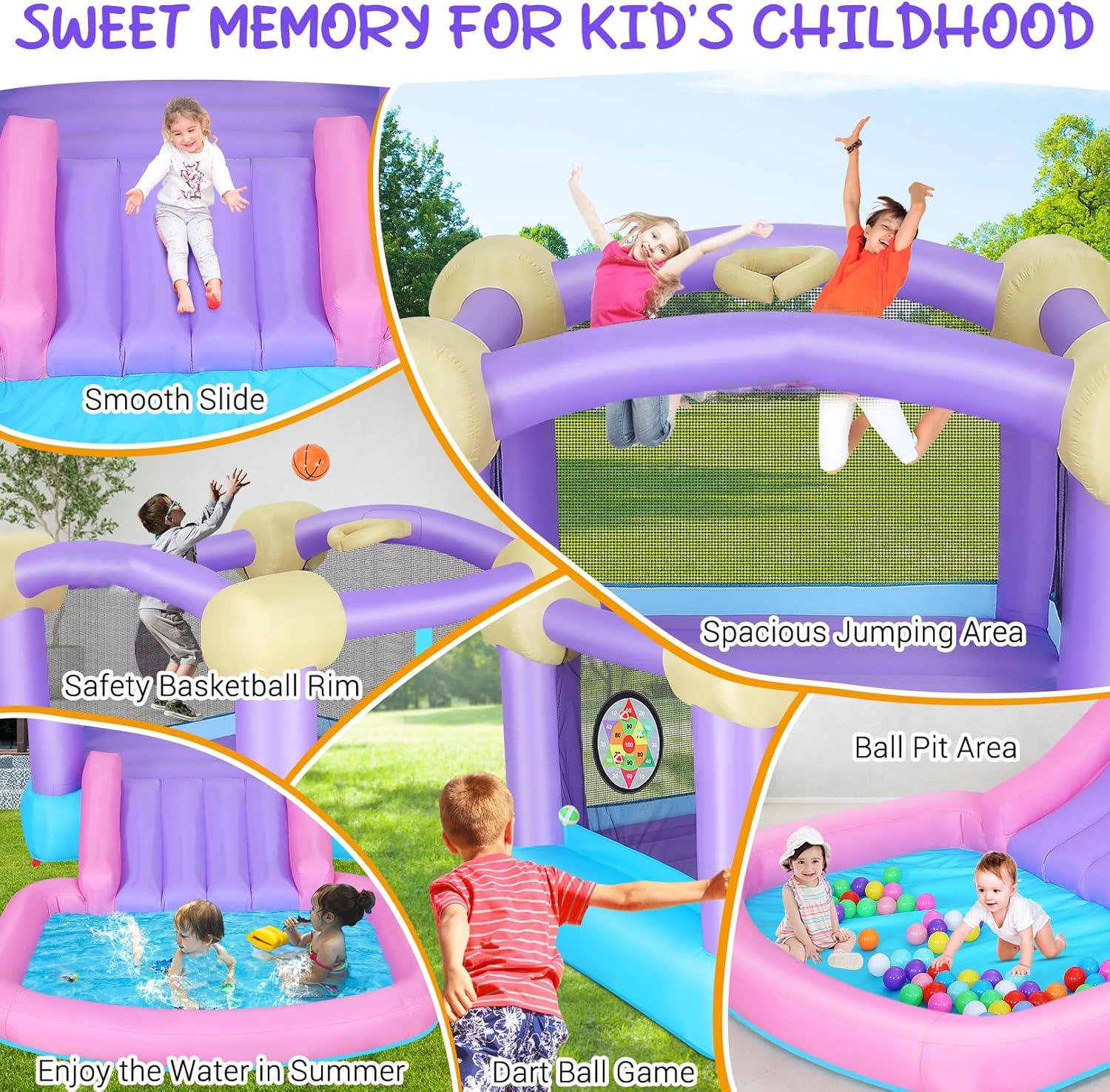 Kids Inflatable Bounce House w - Kids Outdoor Jumping Castle avaliação e preço