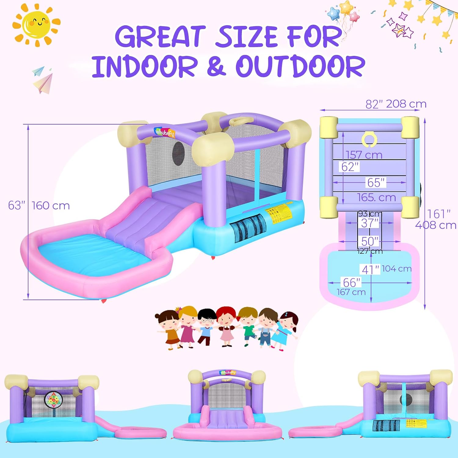 Kids Inflatable Bounce House w - Kids Outdoor Jumping Castle avaliação e preço
