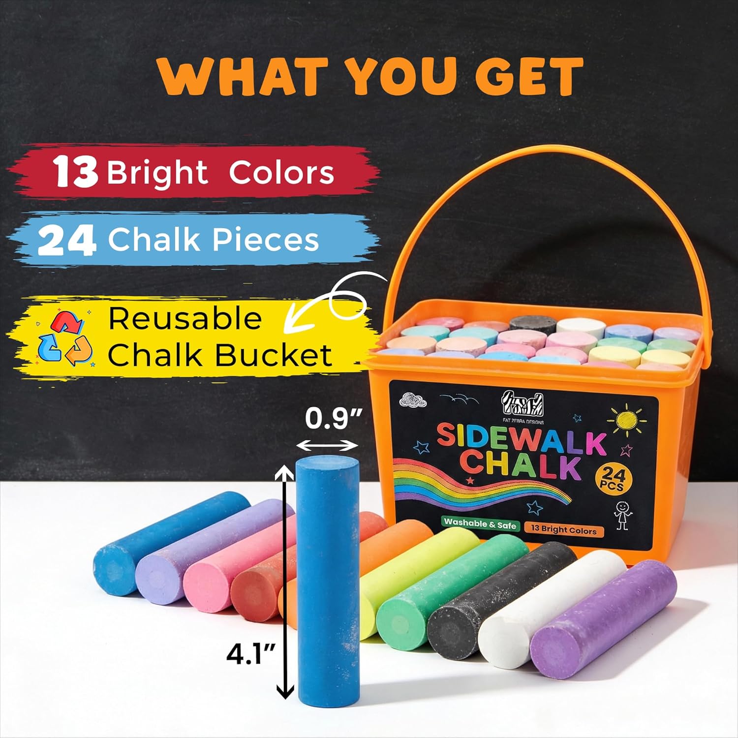 24 PCS Sidewalk Chalk for Kids - Chalk Outdoor Jumbo avaliação e preço