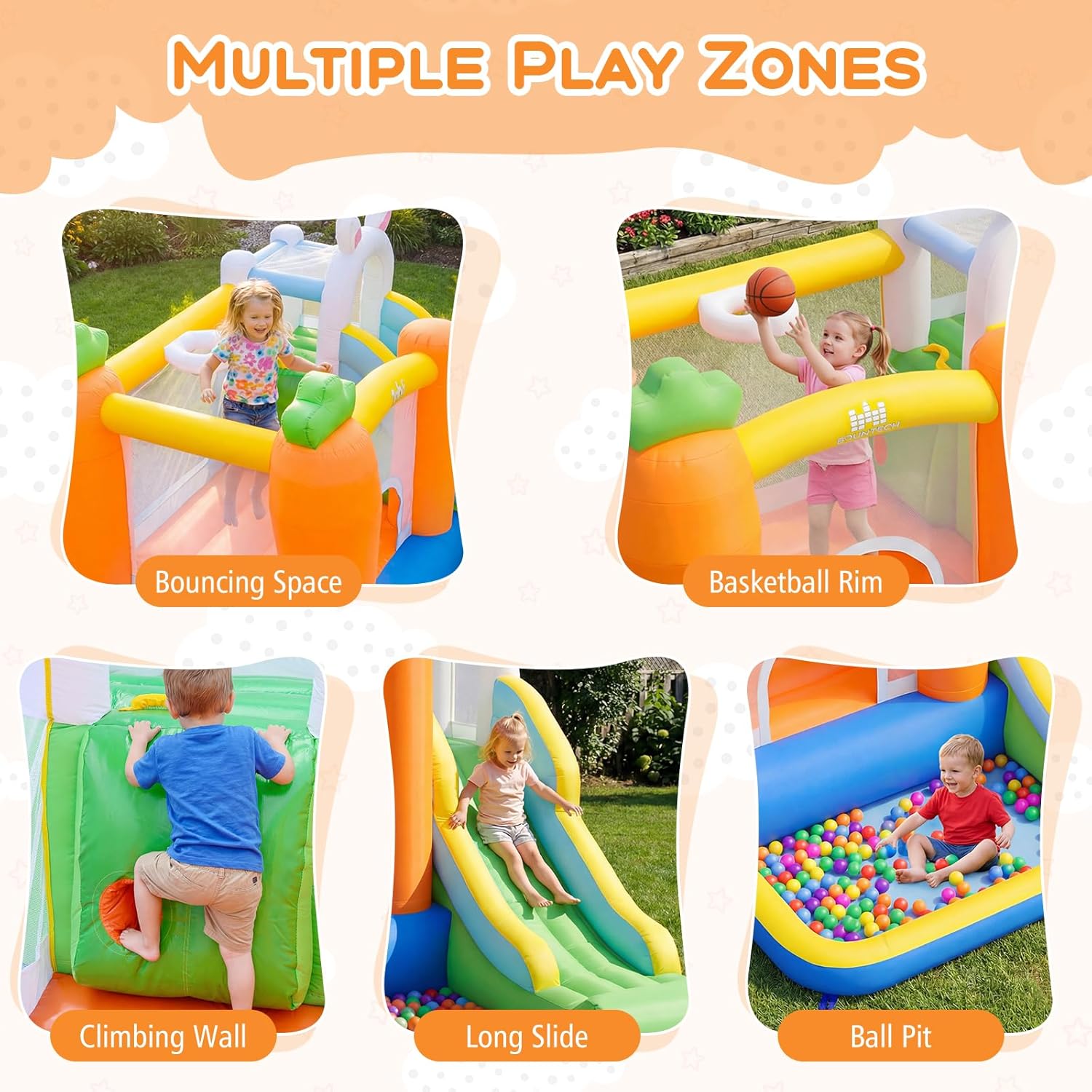 Inflatable Bounce House with B - Kids Outdoor Jumping Castle avaliação e preço