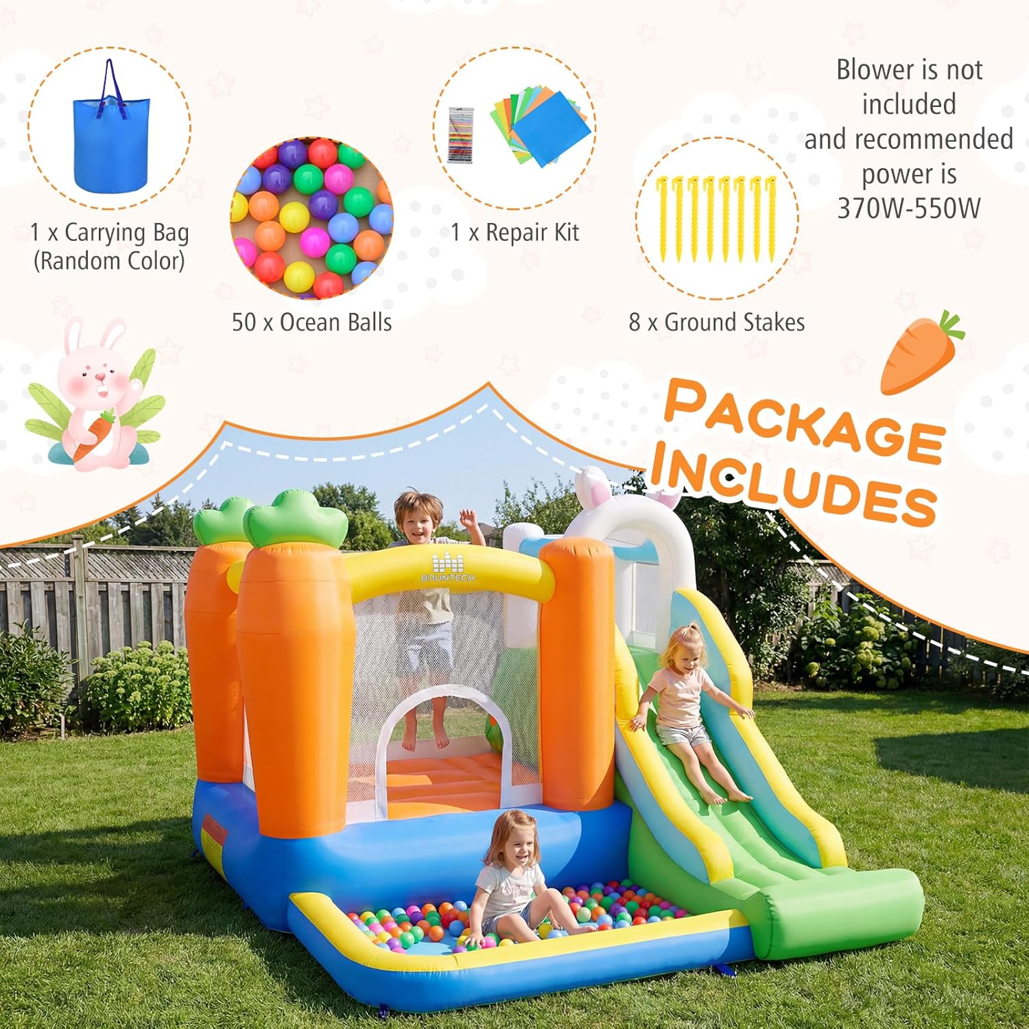 Inflatable Bounce House with B - Kids Outdoor Jumping Castle avaliação e preço