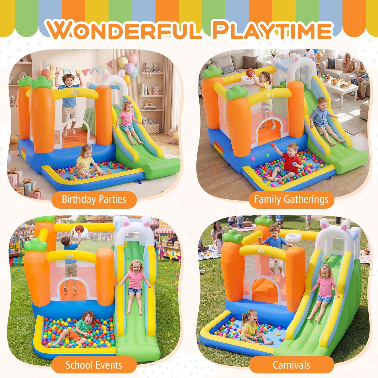 Inflatable Bounce House with B - Kids Outdoor Jumping Castle avaliação e preço