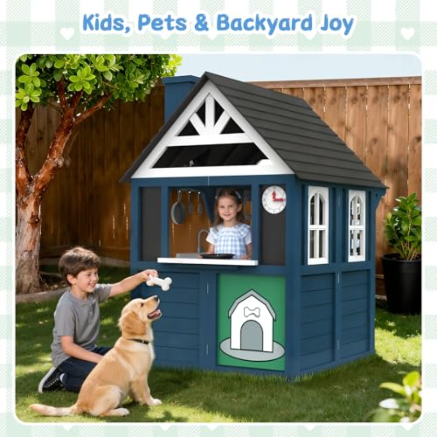 Outdoor kids playhouse: wooden - Kids Outdoor Wooden Playhouse avaliação e preço