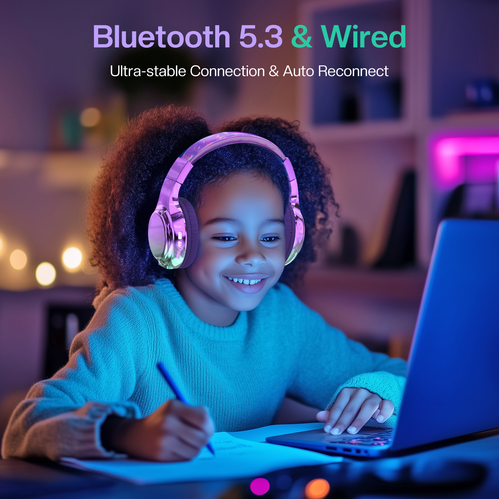 Glossy Bluetooth Headphones Fo - Kids Outdoor Music avaliação e preço