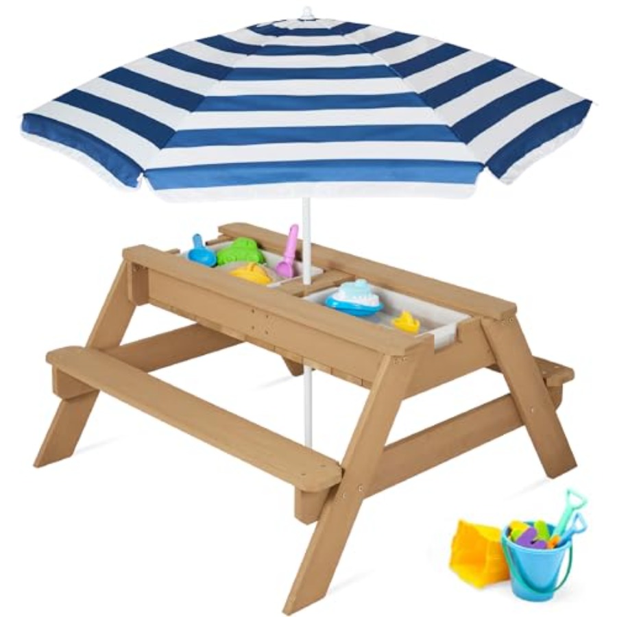 Outdoor kids picnic table with - Kids Outdoor Table With Umbrella avaliação e preço