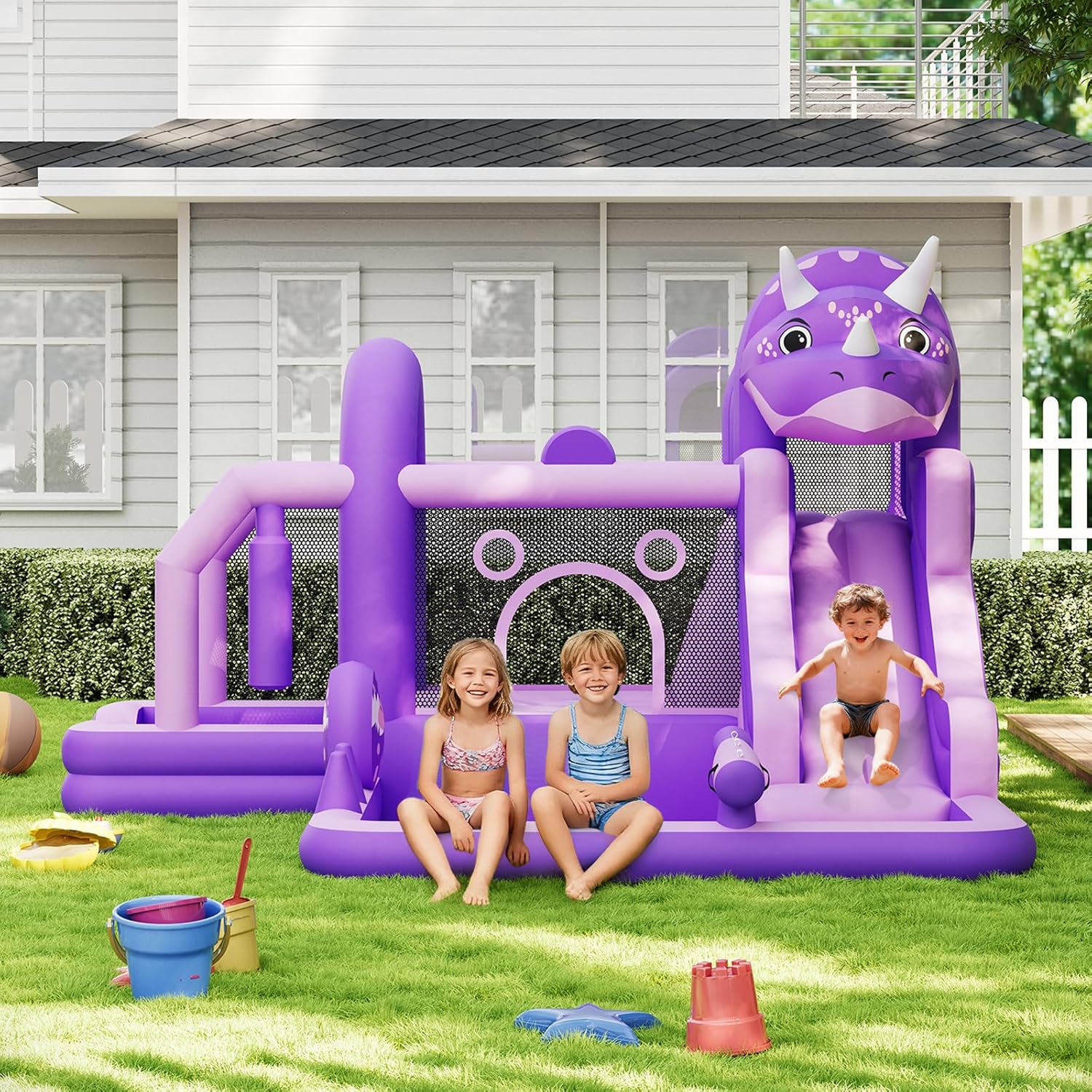 Inflatable Dinosaur Jumping Ca - Kids Outdoor Jumping Castle avaliação e preço