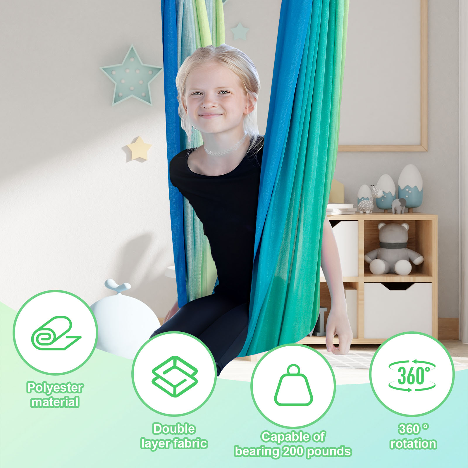 Kids Sensory Swings Double Lay - Kids Outdoor Hammock avaliação e preço