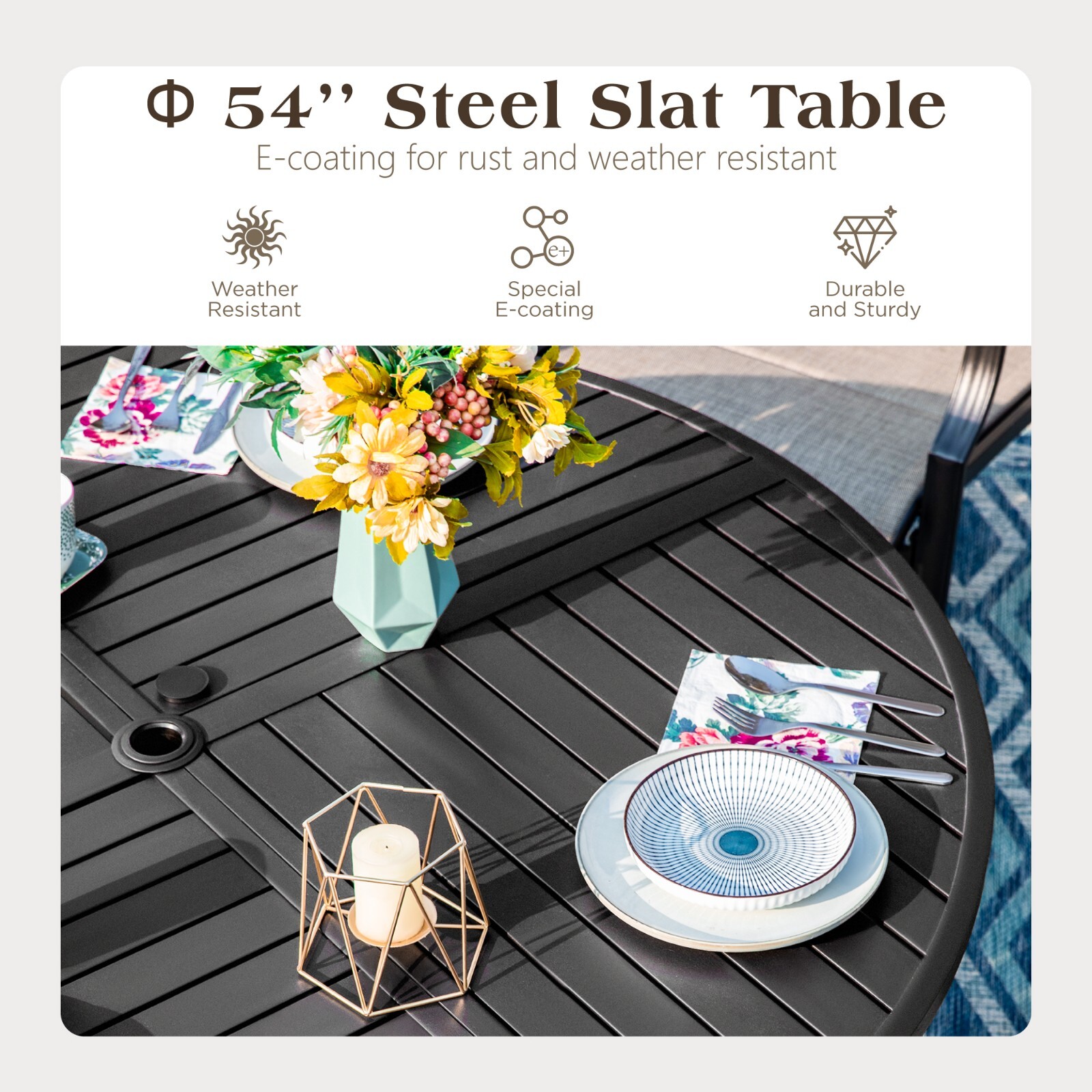 7Piece Patio Dining Set with U - Kids Outdoor Table With Umbrella avaliação e preço