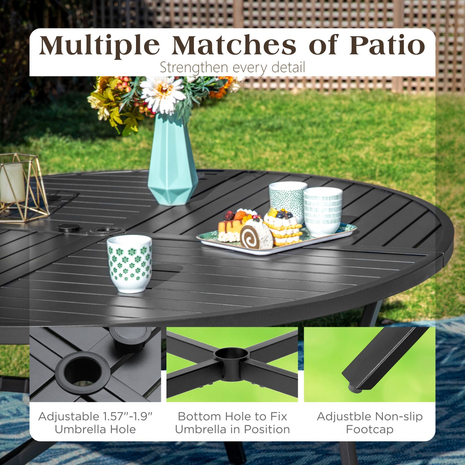 7Piece Patio Dining Set with U - Kids Outdoor Table With Umbrella avaliação e preço
