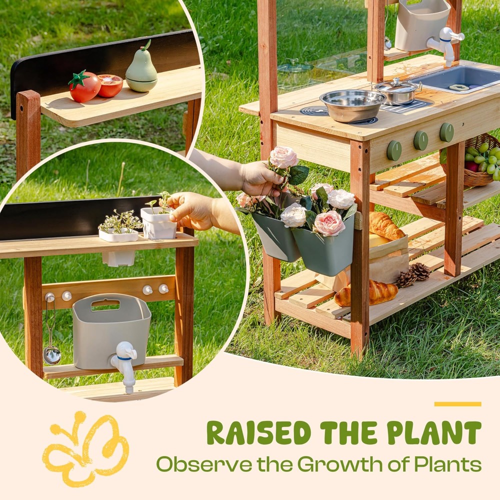 US Shipping Wooden Mud Kitchen - Kids Outdoor Sink avaliação e preço