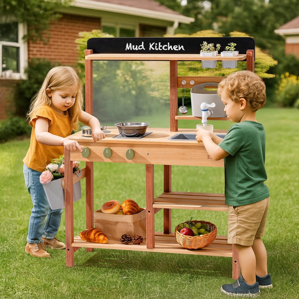 US Shipping Wooden Mud Kitchen - Kids Outdoor Sink avaliação e preço