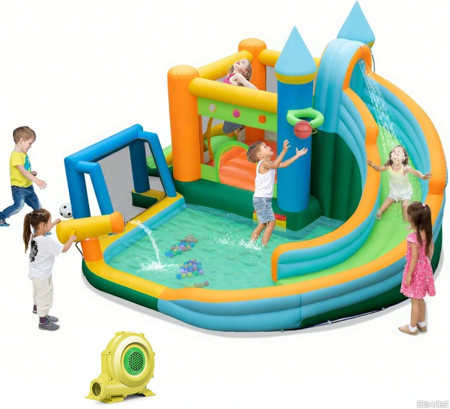 9-in-1 Inflatable Water Slide  - Kids Outdoor Jumping Castle avaliação e preço