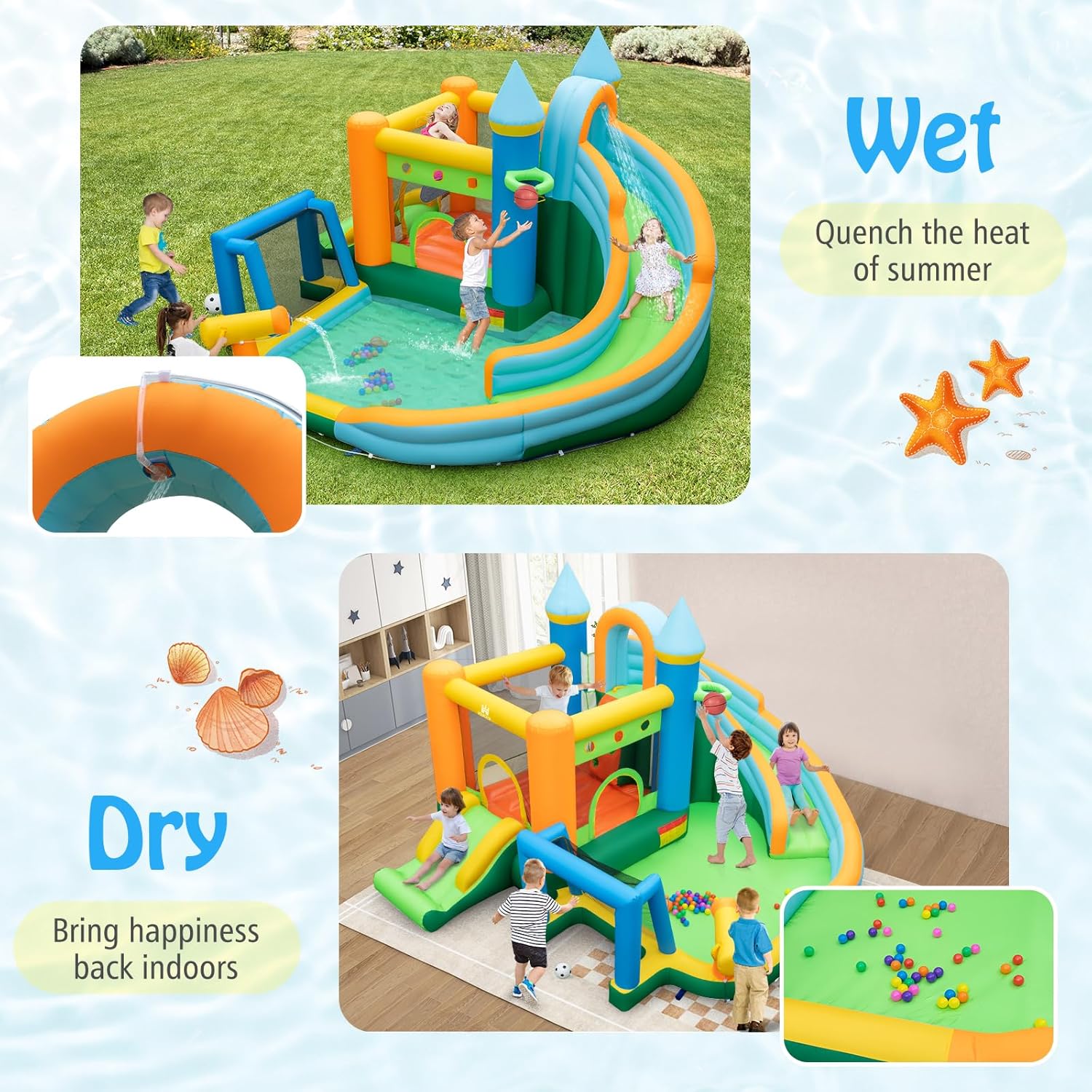 9-in-1 Inflatable Water Slide  - Kids Outdoor Jumping Castle avaliação e preço