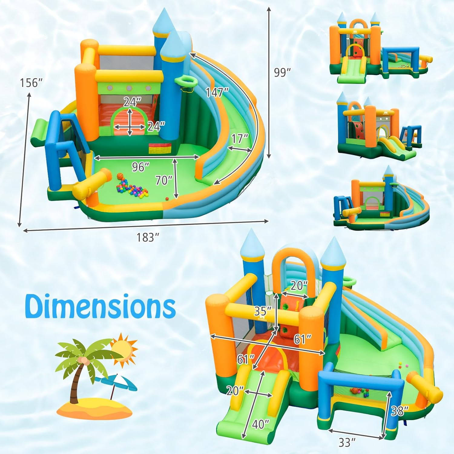 9-in-1 Inflatable Water Slide  - Kids Outdoor Jumping Castle avaliação e preço