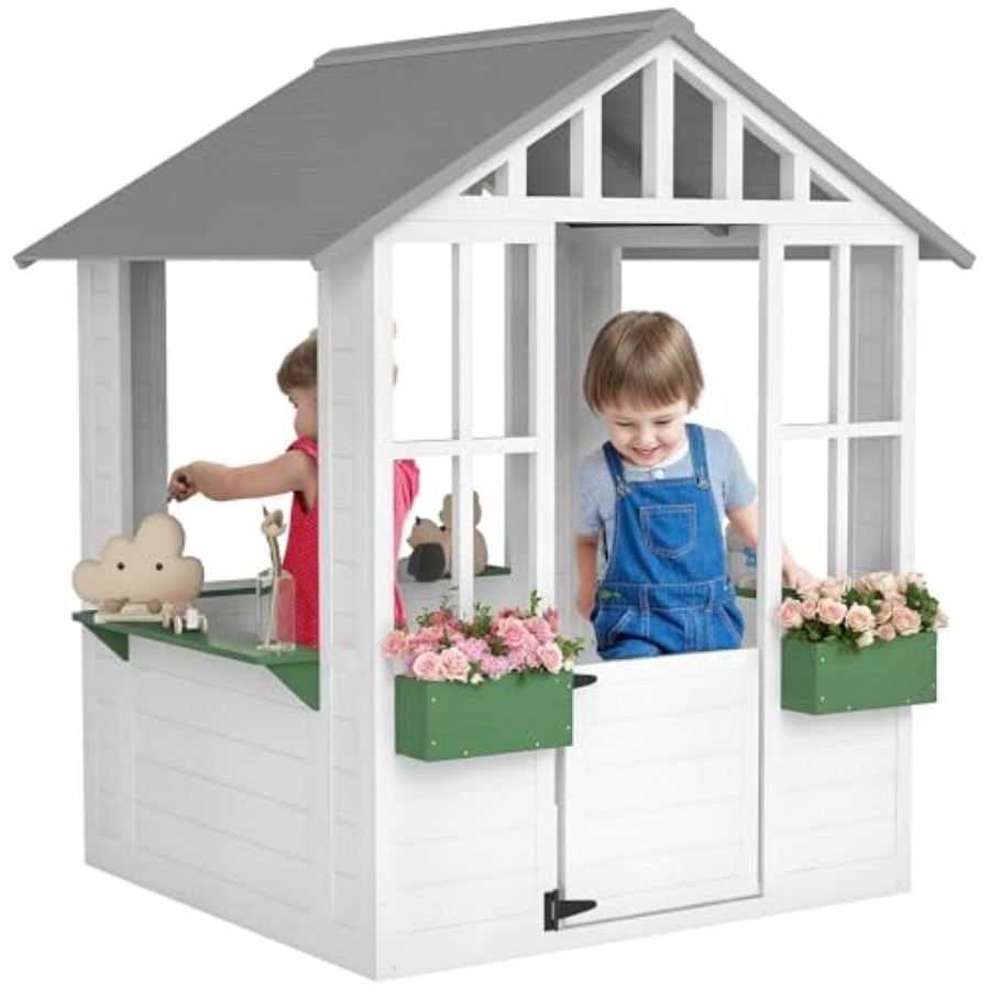 Outdoor playhouse for backyard - Kids Outdoor Wooden Playhouse avaliação e preço